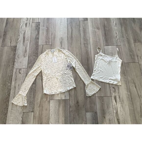 Jessica Simpson cream lace blouse with tank top size XS - Picture 1 of 12